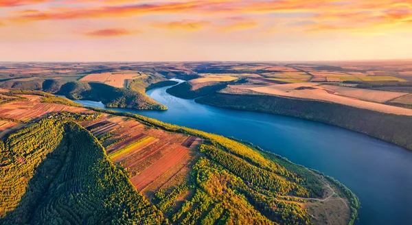 Unbelievable Morning View Flying Drone Canyon Ushytsia River Bright Summer — Stock Photo, Image