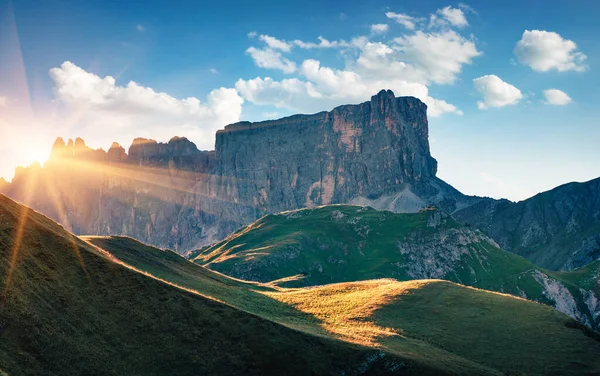 Majestic Morning View Lastoni Formin Mountain Range Giau Pass Wonderful — Stock Photo, Image