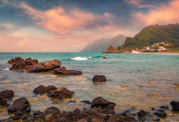 Superbe Vue Printanière Sur Plage Pelekas Merveilleux Paysage Marin Matinal — Photo