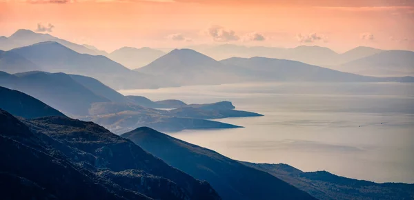 Tolle Luftlandschaft Der Adriaküste Albaniens Traumhafter Sommerblick Vom Llogara Pass — Stockfoto