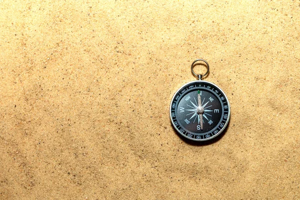 Compass Sand Beach Concept Travel Direction — Stock Photo, Image