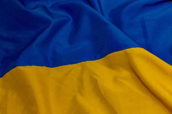 Государственный Флаг Украины Текстурированный Флаг Украины Синий Желтый Цвета Закрыть — стоковое фото