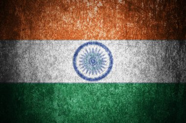 Grunge Kızılderili bayrağına yakın çekim. Metal bir yüzey üzerinde kirli Hindistan bayrağı.