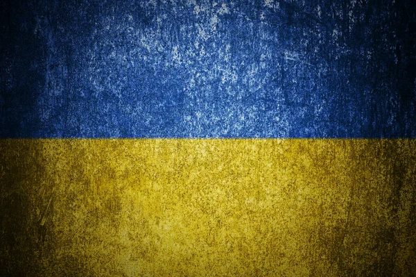 Closeup Grunge Ukraine Flag Dirty Ukraine Flag Metal Surface — Stock Photo, Image