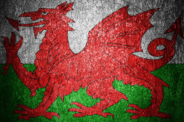 Closeup Grunge Welsh Flag Dirty Wales Flag Metal Surface — Stockfoto