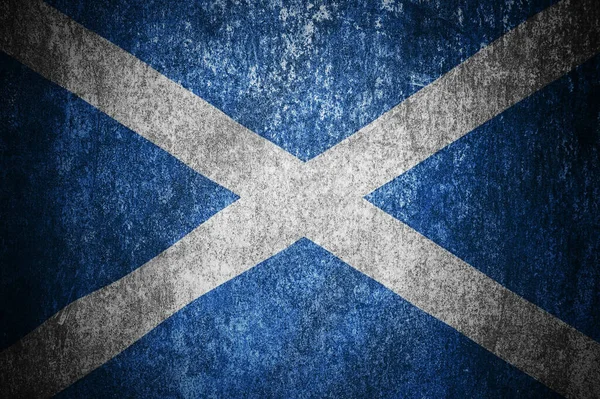 Een Close Van Schotse Vlag Vuile Schotse Vlag Een Metalen — Stockfoto