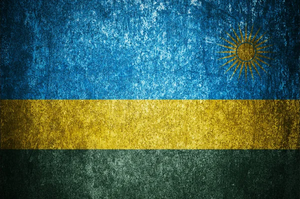 Närbild Grunge Rwanda Flagga Smutsiga Rwanda Flagga Metallyta — Stockfoto