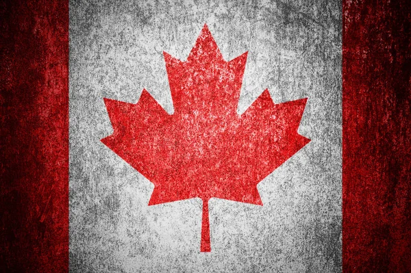 Closeup Grunge Canadian Flag Dirty Canada Flag Metal Surface — Stockfoto