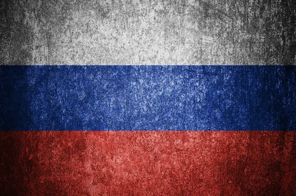 Primer Plano Bandera Grunge Rusa Bandera Sucia Rusia Sobre Una — Foto de Stock