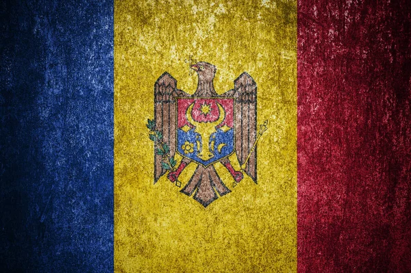 Closeup Grunge Moldovan Flag Dirty Moldova Flag Metal Surface — Stockfoto