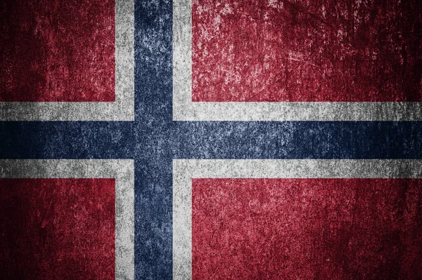 Fechamento Bandeira Norueguesa Grunge Bandeira Suja Noruega Uma Superfície Metálica — Fotografia de Stock