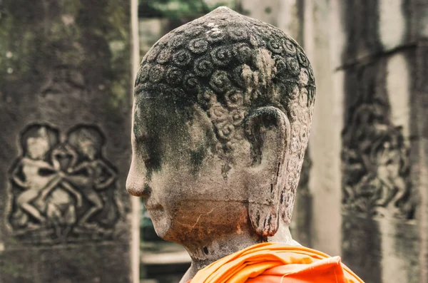 Stone Statue Seated Buddha Temple Cambodia Beautiful Peaceful Seated Buddha — Stockfoto