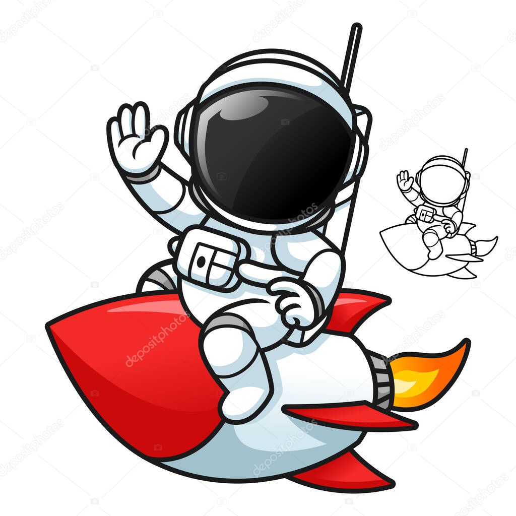 Casco Astronauta, Ilustración De Dibujo Vectorial a Mano En Fondo