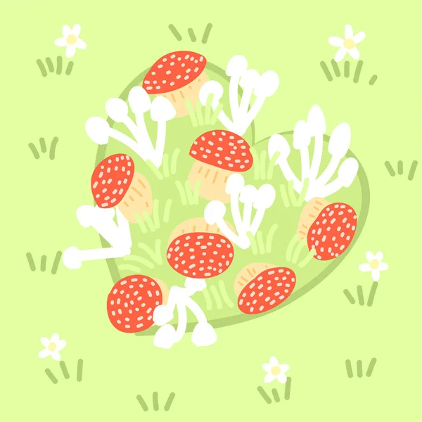 Cute Heart Shape Decoration Nature Theme Idea Illustration Valentine Card — Stock Vector