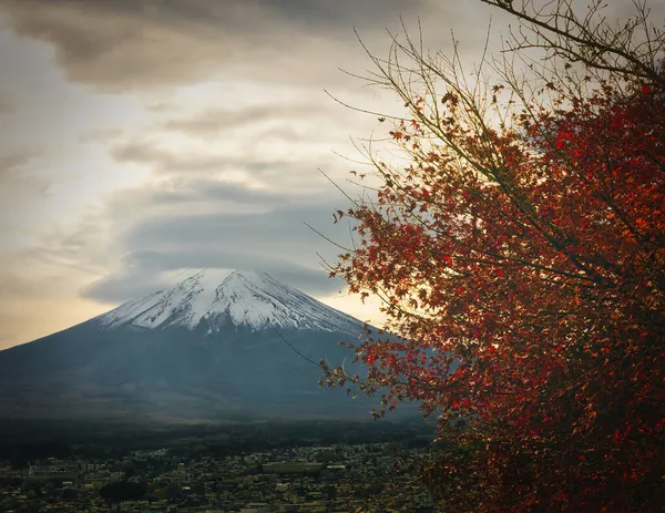 秋の富士山と富士吉田市 — ストック写真