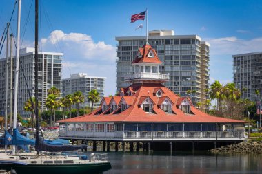 The Coronado Boathouse, built in 1887 and now known as the Bluewater Boathouse, in Coronado, California.