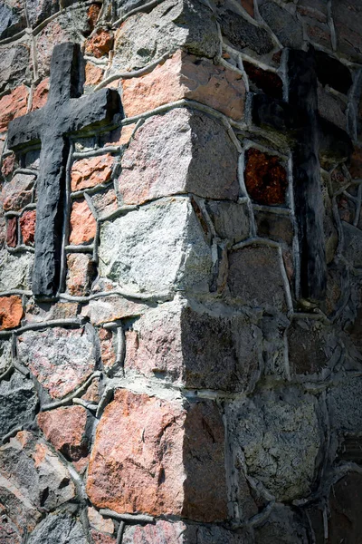 Corner Old Wall Built Religious Masonry Stands Saint Nazianz Manitowoc — Stock Photo, Image