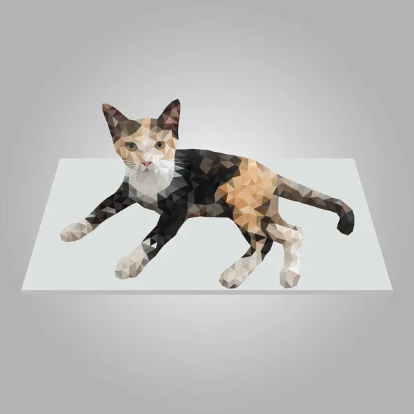 Gato Acostado Suelo Baja Poli Vector Arte Eps — Vector de stock