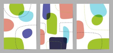 Moda seti, soyut duvar sanatı vektörü. Modern Poster Sanatı. Duvar çerçeveli baskılar, tuval posteri, kartpostal veya broşür olarak sanat eserleri için tasarım. Vektör illüstrasyonu.