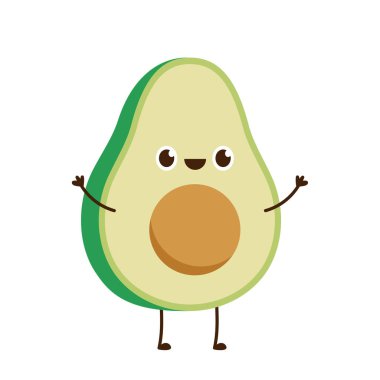 Avokado karakter tasarımı. beyaz arkaplanda avokado.