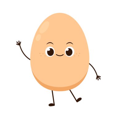 Yumurta karakter tasarımı. Beyaz arka planda yumurta vektörü. Haşlanmış yumurta vektörü.