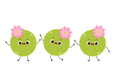 Lily Pad karakteri. Lotus yaprağı vektörü. Metin için boş alan.