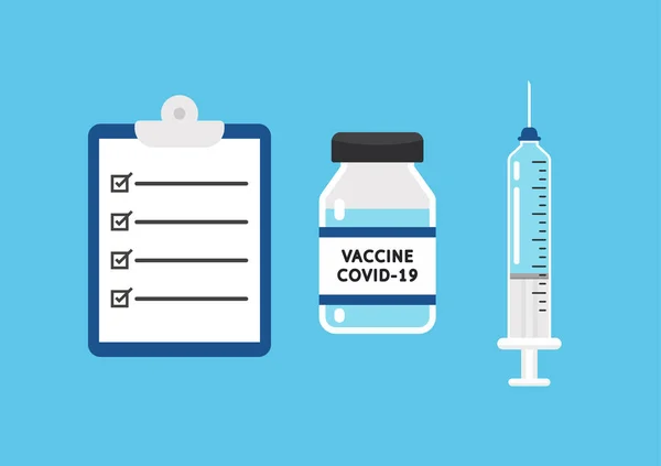 ワクチンCovid 19ベクター 注射器とワクチンベクター ワクチンウイルス Covid — ストックベクタ