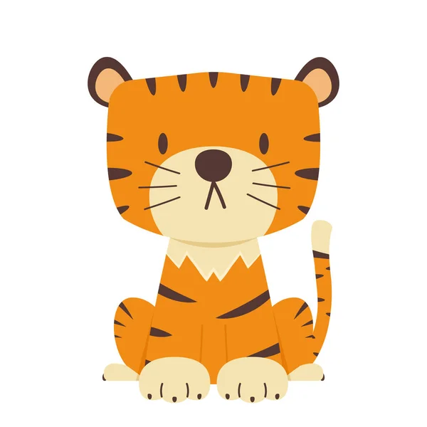 Tiger Διάνυσμα Κινουμένων Σχεδίων Σχεδιασμός Χαρακτήρων Tiger Λευκό Φόντο — Διανυσματικό Αρχείο