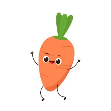Havuç karakter tasarımı. Beyaz arkaplanda havuç.