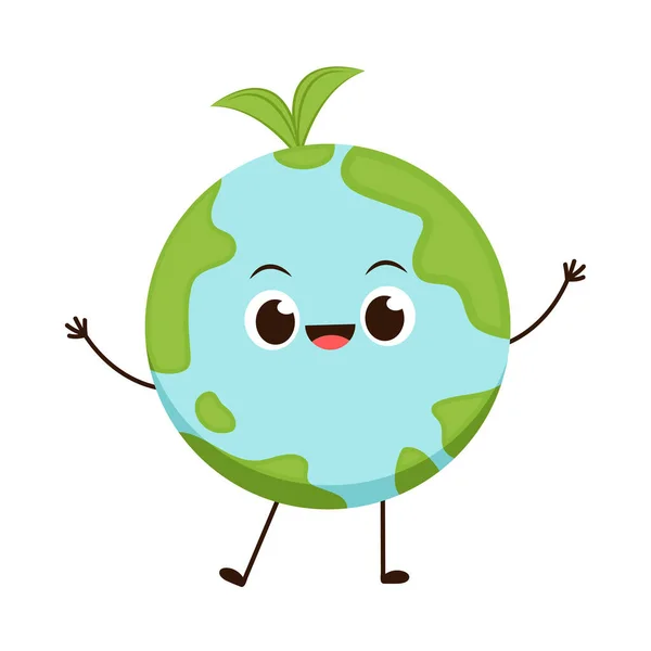 Earth Character Design Planet Vector Earth Day Mascot — Stock Vector