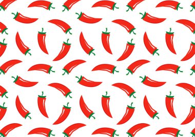 Acı biber desenli duvar kağıdı. Beyaz arkaplanda kırmızı biber deseni.