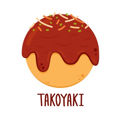 Takoyaki logo tasarımı. Takoyaki sembolü vektörü. Takoyaki Japon yemeğidir..