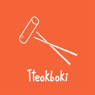 Tteokbokki Noodle vektörü. Kore yemeği. Baharatlı pirinç keki. Tteokbokki logo tasarımı.