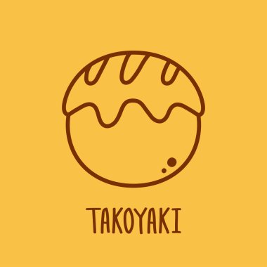 Takoyaki logo tasarımı. Takoyaki sembolü vektörü. Takoyaki Japon yemeğidir..