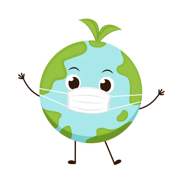 Earth Character Design Planet Vector Earth Day Mascot Planet Cartoon — Stock Vector