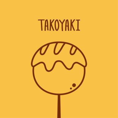 Takoyaki logo tasarımı. Takoyaki sembolü vektörü. Takoyaki Japon yemeğidir..