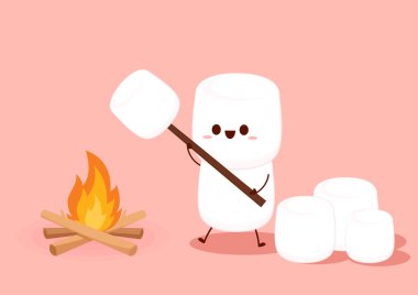 Marshmallow çizgi filmi. Şekerleme karakter tasarımı. Şekerleme vektörü.