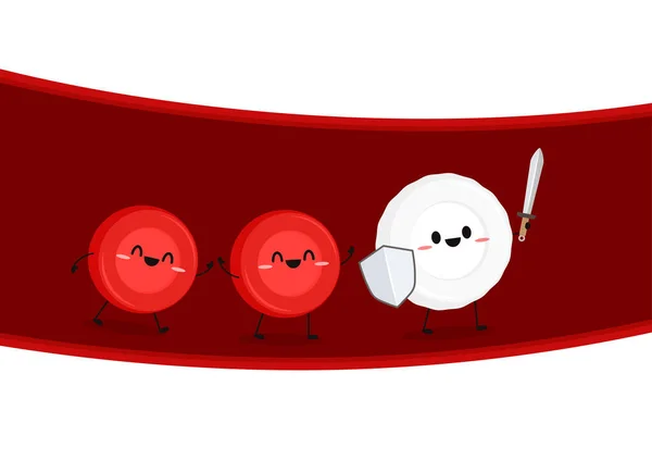血管卡通病媒 血角色的设计 红血球和白血球卡通病媒 — 图库矢量图片
