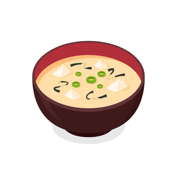 Zupa Miso Filiżance Japoński Wektor Miso Zupa Jest Japońskie Jedzenie — Wektor stockowy