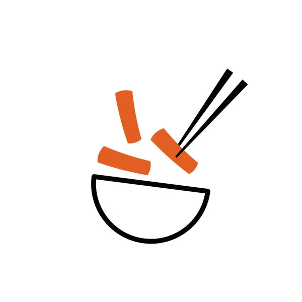 Tteokbokki Noodle Vector Корейська Їжа Гострий Рисовий Пиріг Дизайн Логотипу — стоковий вектор