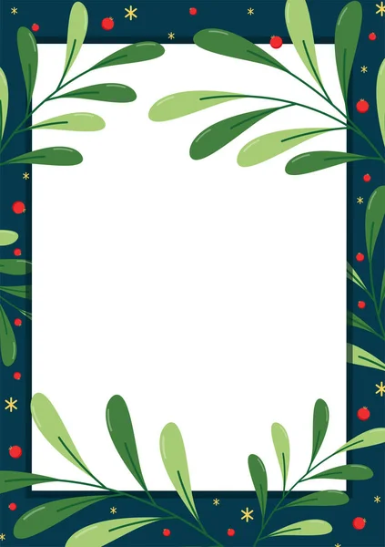 Merry Christmas Wallpaper Free Space Text Holly Leaf Frame Christmas — Stock Vector