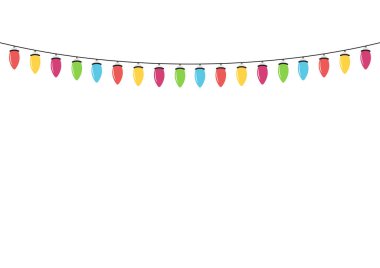 Noel ışıkları gerçekçi tasarım unsurlarını izole etti. Xmas tatil kartları, afişler, poster tasarımları için parlak ışıklar. Neon lamba.