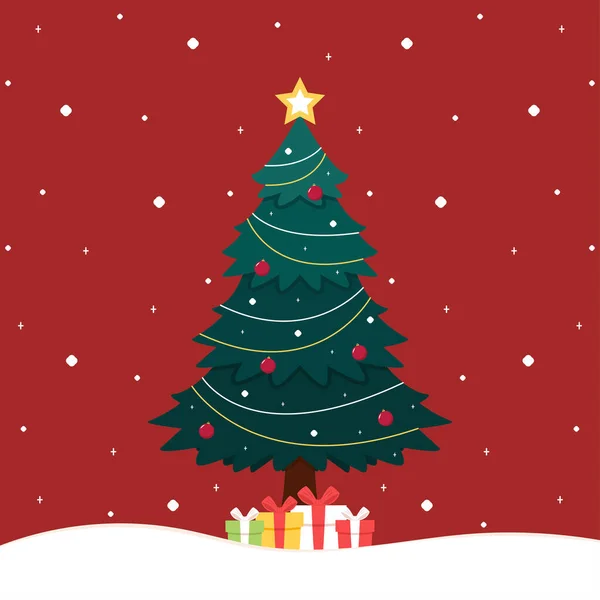 Yeni yıl tebrik kartı tasarımı ve stilize Noel ağacı. Vektör çizimi. Noel ağacı logosu.