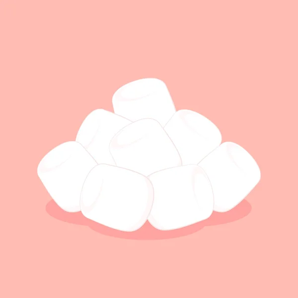 White Marshmallows Isolated Pink Background Pile Marshmallow — Stock Vector