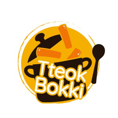 Tteokbokki Noodle vektörü. Kore yemeği. Baharatlı pirinç keki. Tteokbokki logo tasarımı.