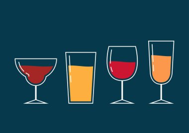 Şampanya logosu tasarımı. Şerefe vektör. Şampanya cam logosu. Bardak bira ve şarap ikonu.