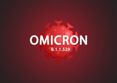 Covid-19 logosu. Koronavirüs salgını vektör arka planının Omicron yeni türü. Typography ve logo ile Omicron varyantı.