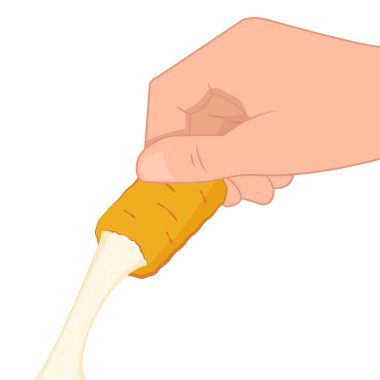 Mozzarella peynir topu vektörü. Beyaz arka planda peynir topu. Peynir esnemesi. Kızarmış peynir..