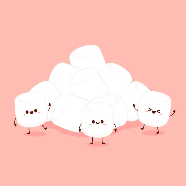 Marshmallows Diseño Carácter Montón Malvaviscos — Vector de stock