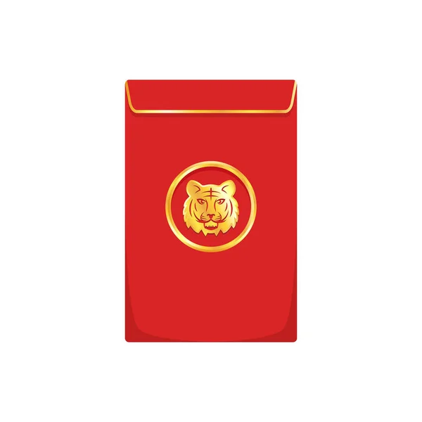 Chinesische Belohnung Rote Papierpackung Hüllkurvenvektor Jahr Des Tigers Rote Packung — Stockvektor